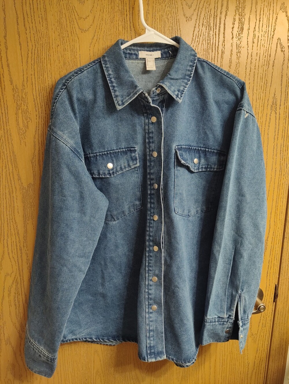 Forever 21 Washed Blue Denim Shirt Jacket